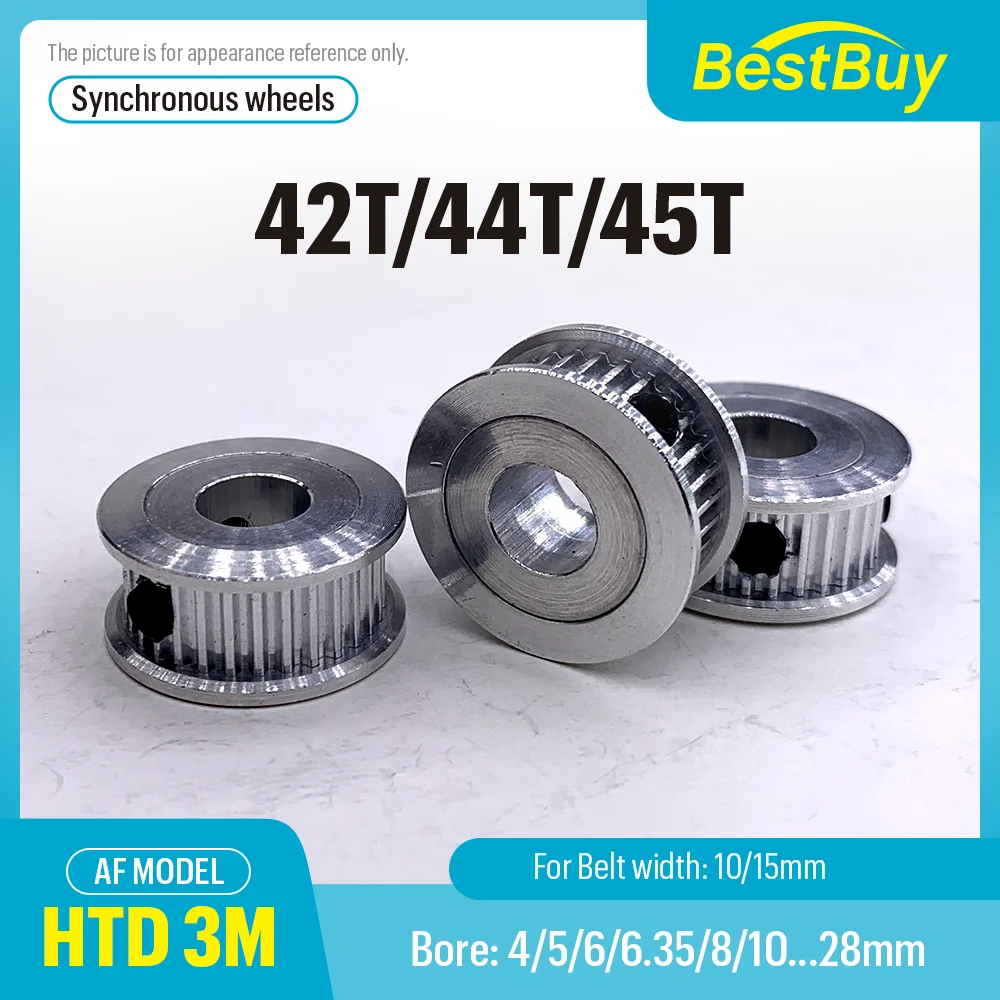 

HTD 3M 42T/44/45Teeth Synchronizing Wheel Bore 4-28mm Timing Belt Width 10/15mm 3D printer CNC Parts