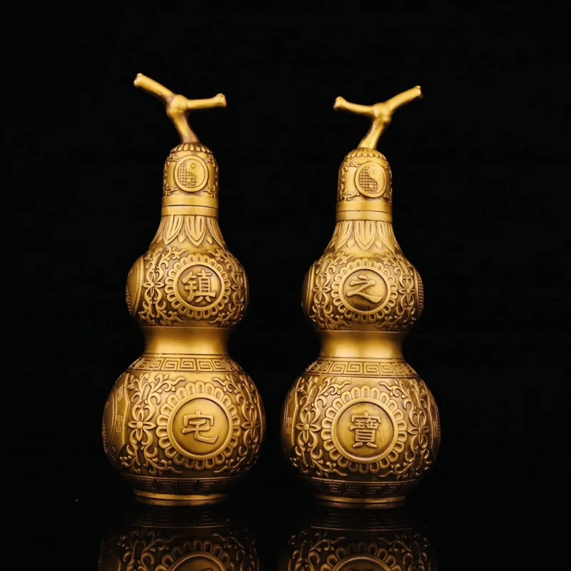 

Copper Gourd Ornament Pure Copper Fu Lu Pair Desktop Home Living Room Copper Gourd Large Fu Lu High Rise Hundred Wealth Gourd