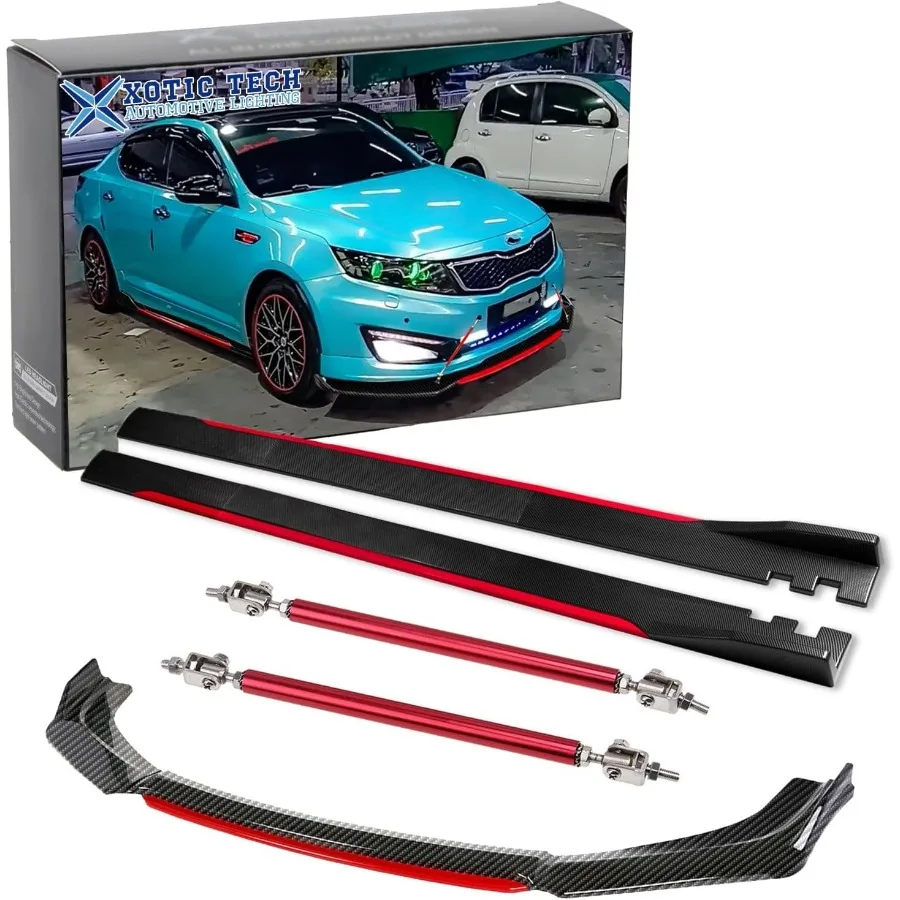 المصد الأمامي الشفاه الذقن المفسد مع 2M الجانب تنورة الجنيحات الناشرون وقضيب دعم 1013 قابل للتعديل لتناسب العالمي على معظم V #1