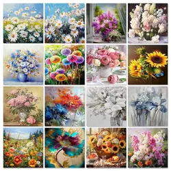 GATYZTORY Oil Painting By Numbers Flower On Canvas With Frame DIY 60x75cm Paint By Numbers On Canvas Handpaint Decor Painting