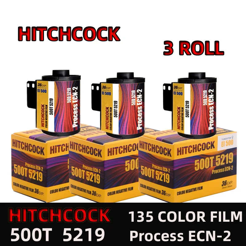 1/3 Rolls HITCHCOCK 5219（500T)  5203(50D) 5207(250D)  Negative 135 Film 36 Sheets ECN-2 Kodak 135 Film For Kodak Film Cameras