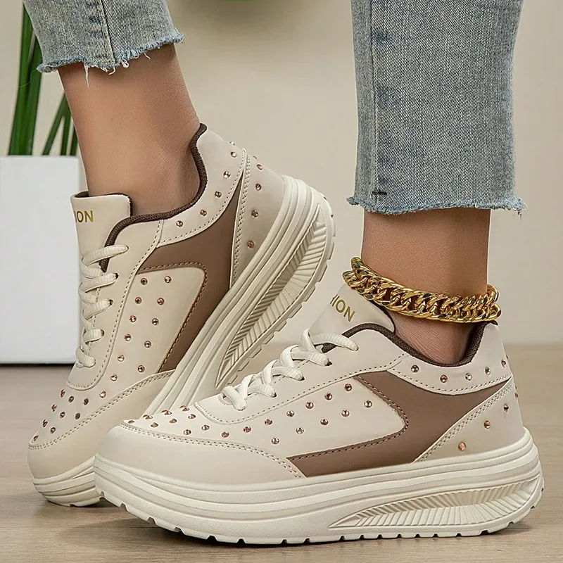 

Platform Sneakers Women Comfortale PU Leather Shoes Waterproof Non Slip Walking Shoe Thick Sole Casual Sport Shoes Woman