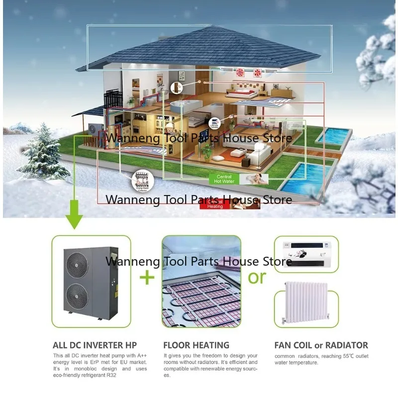 

Split Heating System, High-Temperature Inverter, Domestic Heat Pump, Air Water Heat Pumps, Solar, Low Price, On-Sale