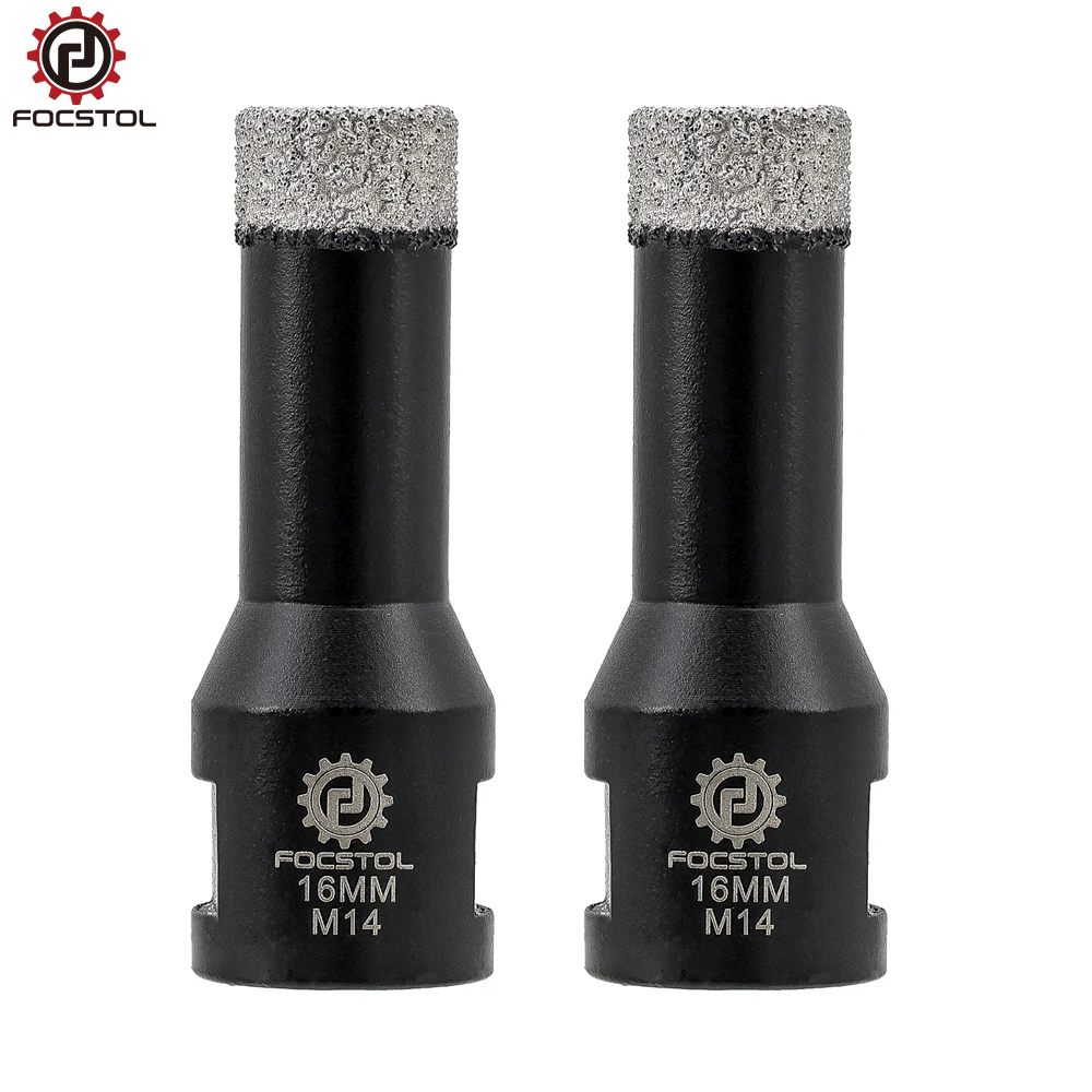 

FOCSTOL Drill Bits 2pcs Set for Dry Drilling for Tiles Granite Marble Stone Hole Saw Drill Core Bit 12/14/16mm Drill Bit