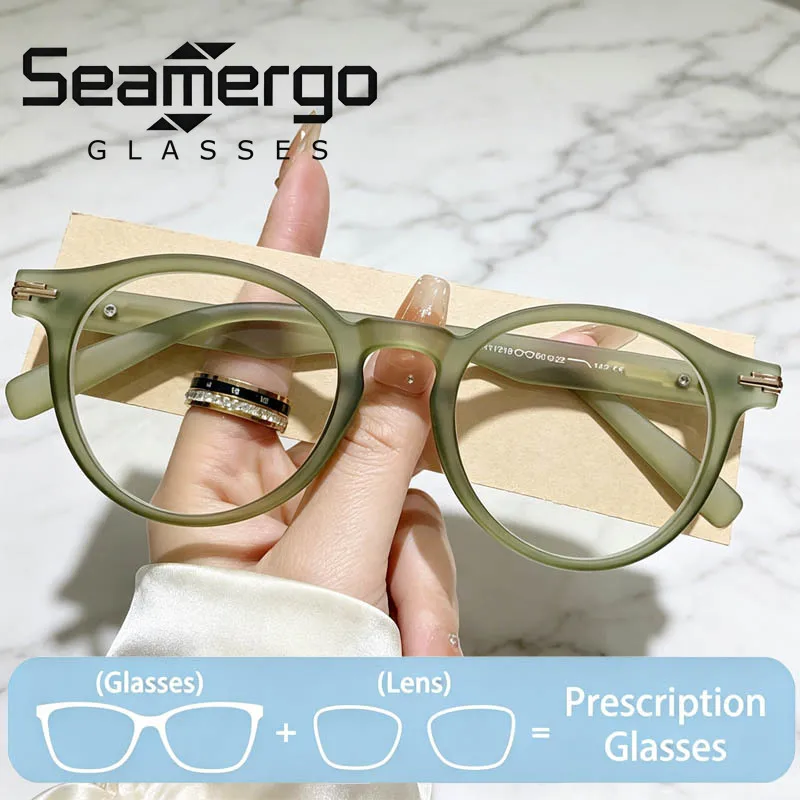 SEAMERGO Retro Round Frame Prescription Glasses Fashionable Elegant TR Personalized Eyewear Men Women Trendy Customized Glasses