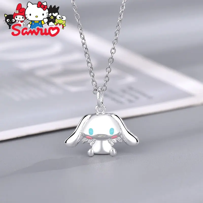 Sanrio Cinnamoroll Glue Drop Big Eared Dog Pendant Necklace Girls\' Niche Design Gift Chain Pendant Women Accessories Kids Gifts