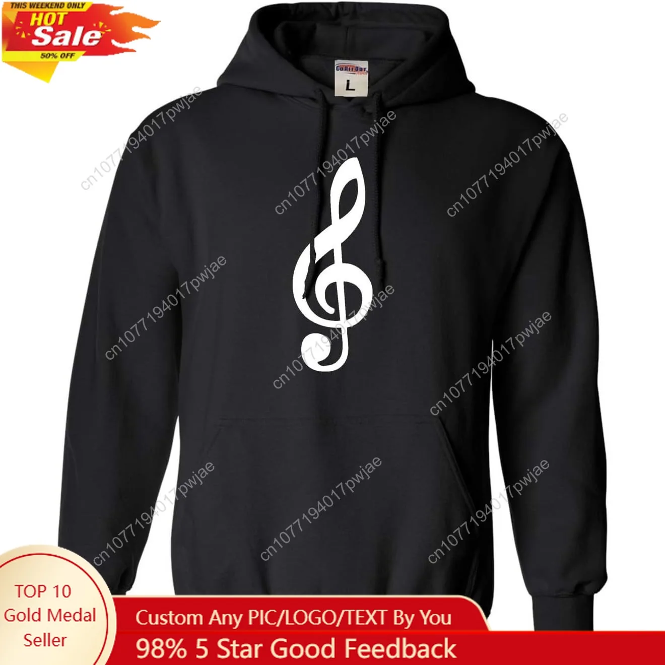 

Go All Out Giant Treble Clef Music Lovers Mens Women Sweatshirt Hoodie