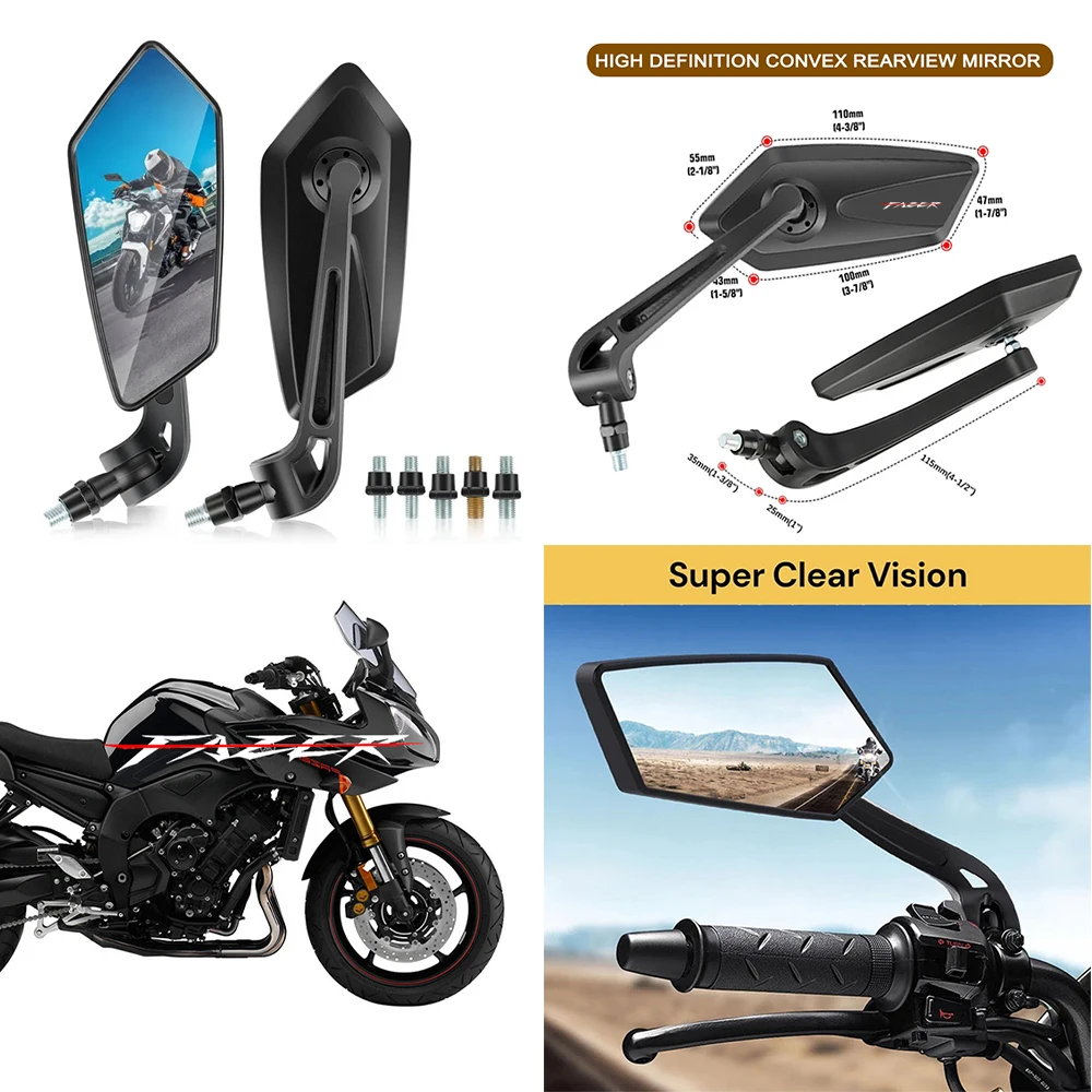1 Pair Modifyed 360° Foldable Motorcycle Side Rearview Mirrors For Yamaha FAZER FZ6 FZ6R FZ1 FZ8 FAZER FZ750 FZR1000 FZ6