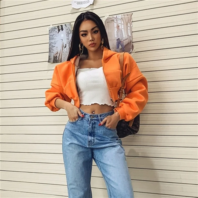 

2025 Spring and Autumn New Hooded Sports Short Sweater Fashionable Loose Zipper Open Button Cardigan Jacket Women