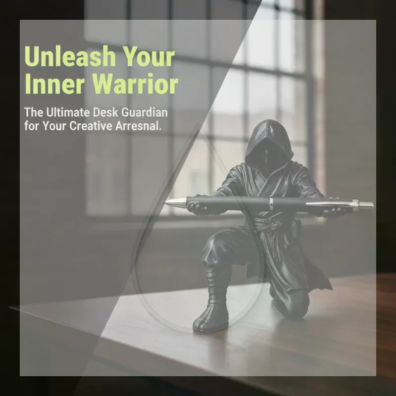 3D Printed Black Shadow Warrior Pen Holder Novelty Desktop Organizer for Office Gaming Desk Decor Unique Gift
