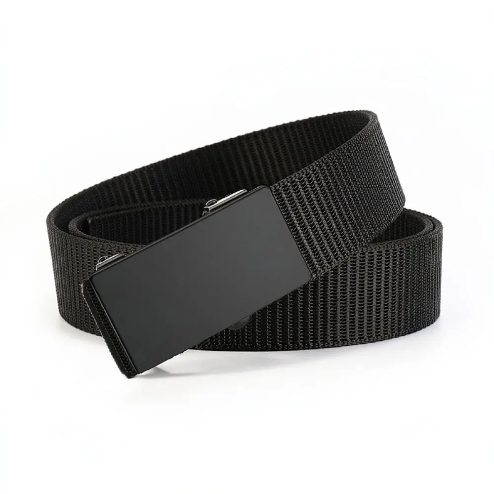 Fashion Mens Woven Belt Nylon Canvas Automatic Buckle Strap Casual Durable Waistband For Jeans Commuter Stylish Accessory