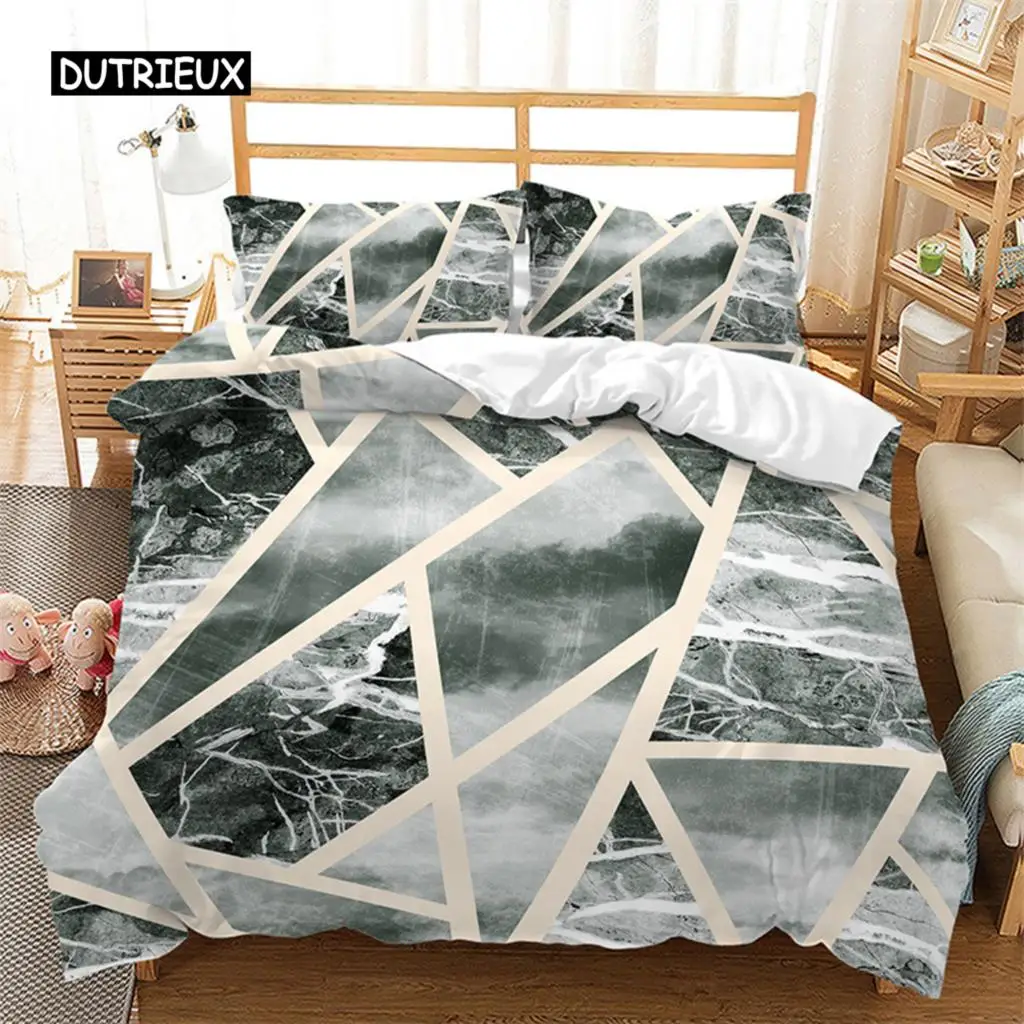 

Geometric Duvet Cover Abstract Marble Bedding Set Microfiber Vintage Exotic Floral Pattern Comforter Cover Twin King Single Size