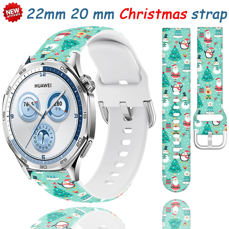 Tali Natal 22Mm 20Mm untuk Jam Tangan Huawei 4 Pro/GT5 4/GT5 Pro 46Mm Gelang Silikon Olahraga untuk Amazfit GTR 47Mm/GTS 4/Stratos
