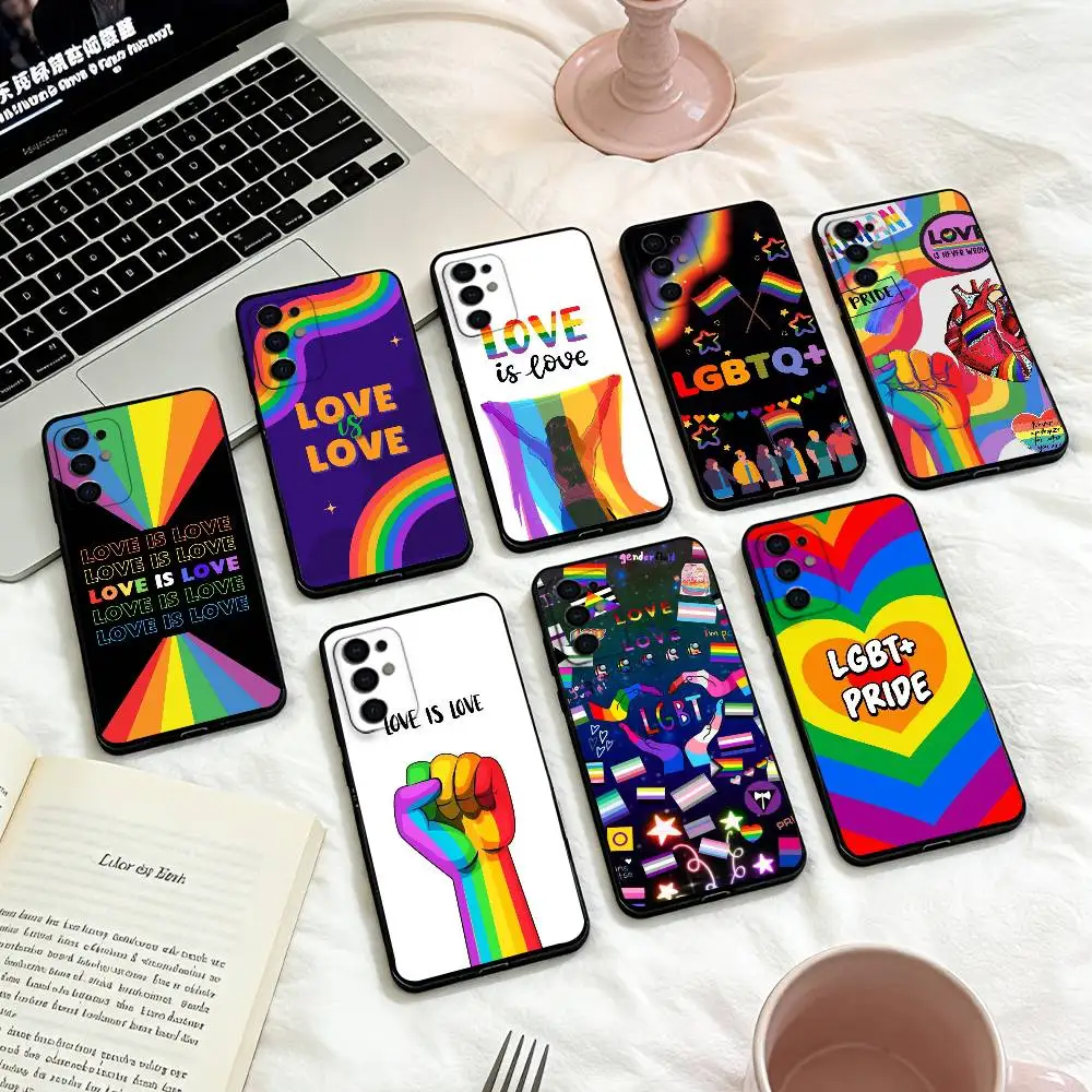 

Pride L-Lesbian LGBT Rainbow Phone Case For Samsung S25,24,23,22,30,21,10,9,Ultra,Plus,Lite,FE,4,5 G Soft Black Case