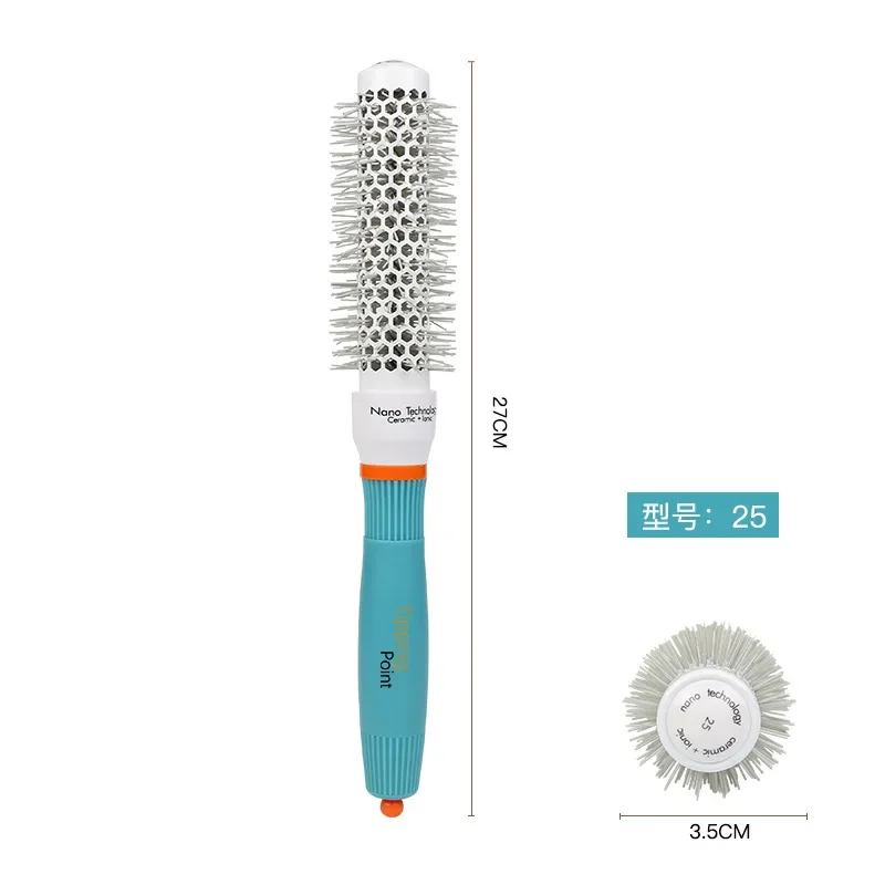 Peine de tubo de aluminio azul para cabello rizado, 1 cilindro de piezas, cepillo de masaje para peluquería, herramienta de peluquería