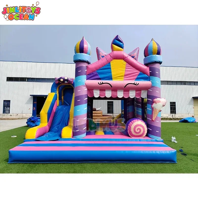 Hot Selling Colorful Inflatable Bouncy Castle Blow up Commercial Bounce House Slide Candy Land Inflatable Bouncer for Kids