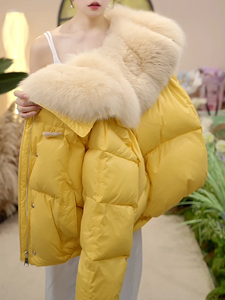 

Модная женская зимняя куртка с капюшоном из хлопка и пуха, новинка, высокое качество, корейский стиль, свободный крой