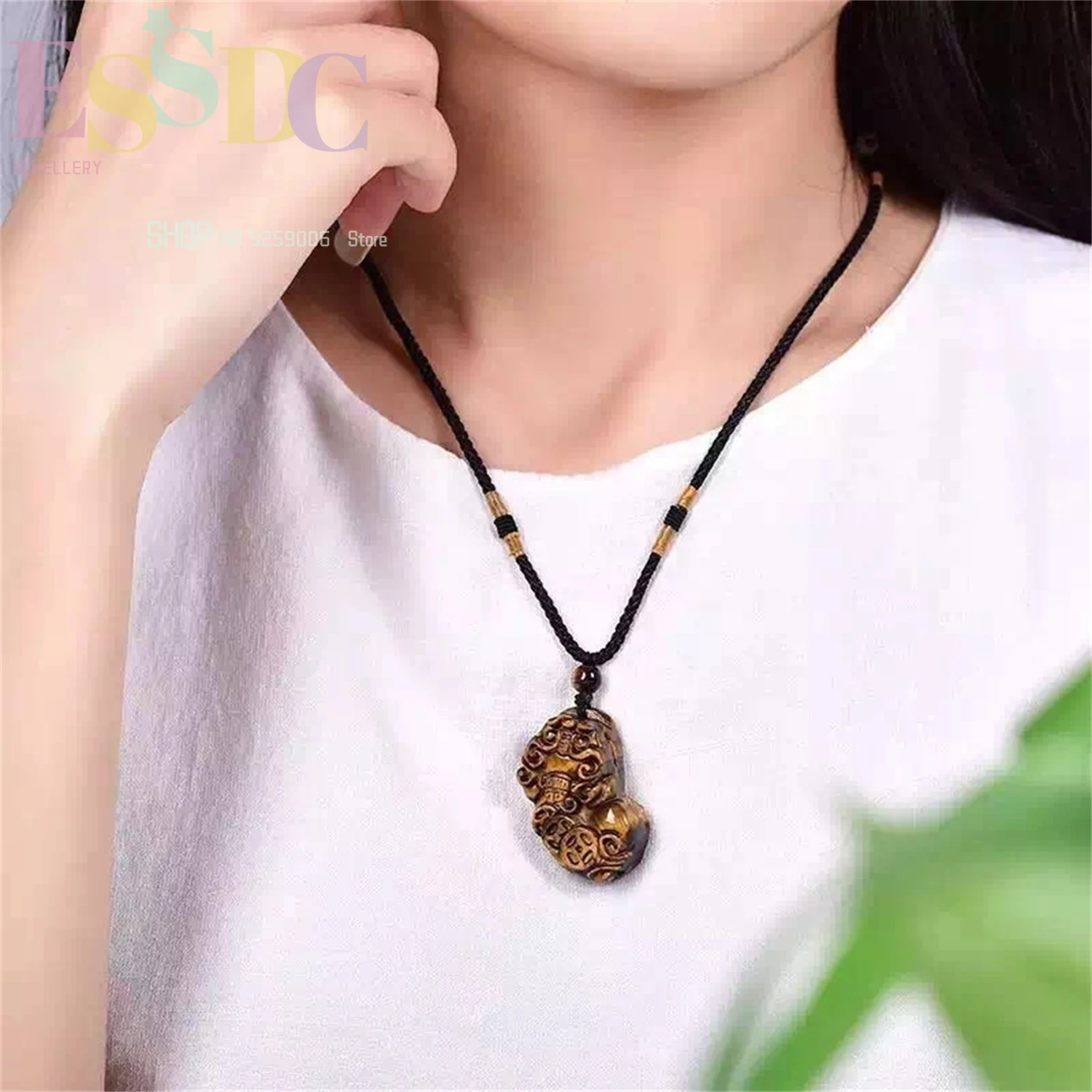 Natural Yellow Tiger Eye Stone Domineering 3 Money Pixiu Pendant KeyChain Necklace Men Women Couple Bracelet Gift Amulet Jewelry