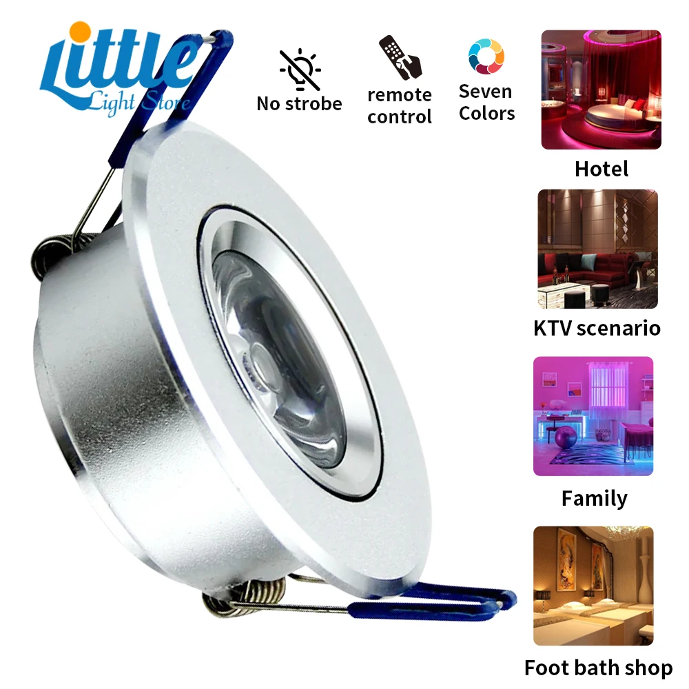 Projecteur LED multicolore, éclairage à 24 touches, 3W, RVB, intensité variable avec télécommande, escales d'éclairage vers le bas