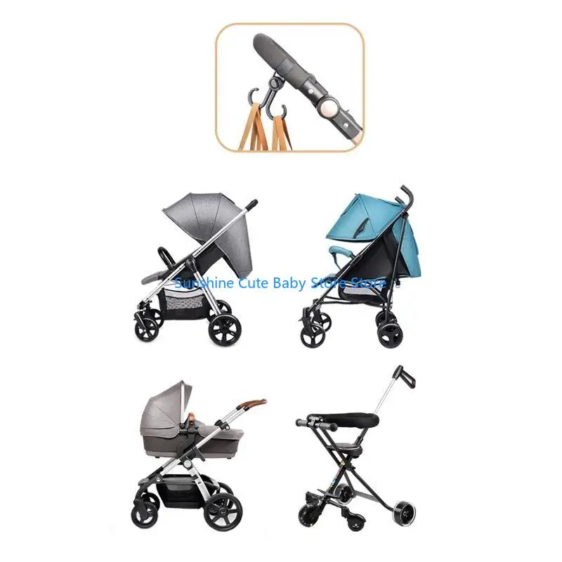 

C5AF Baby Stroller Double Hook Hanger 2pcs/set Baby Outdoor Traveling Portable for Dressing and Diaper Bag Adjustable Clip