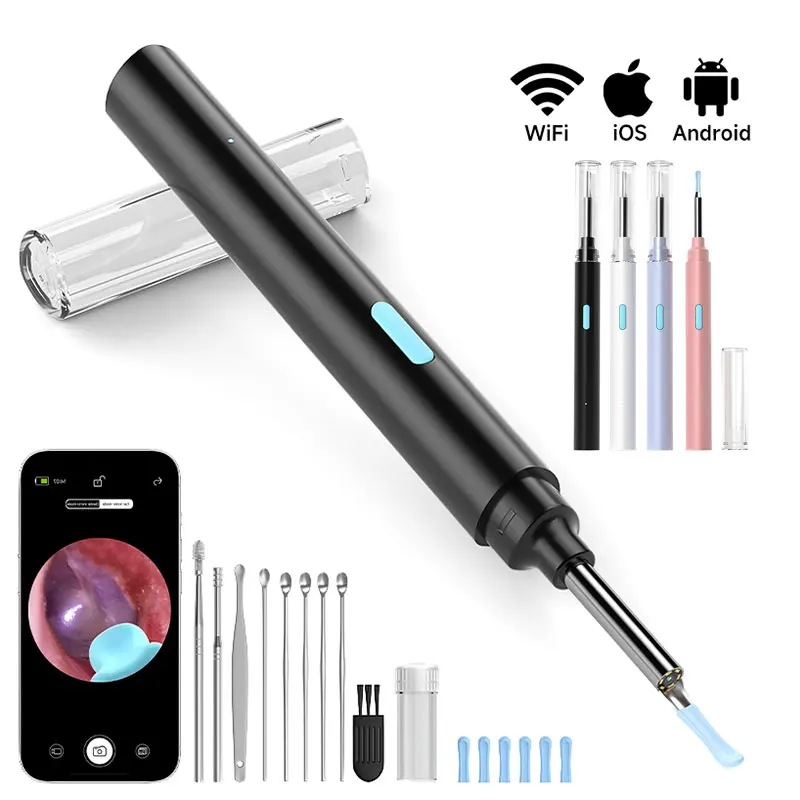Limpiador de Oídos Visual con Cámara de Video, Endoscopio WIFI de 4.2mm para Limpieza de Oídos con 6 LED, Herramienta Digital para Remover Cera, Kit de Cucharas para Oídos
