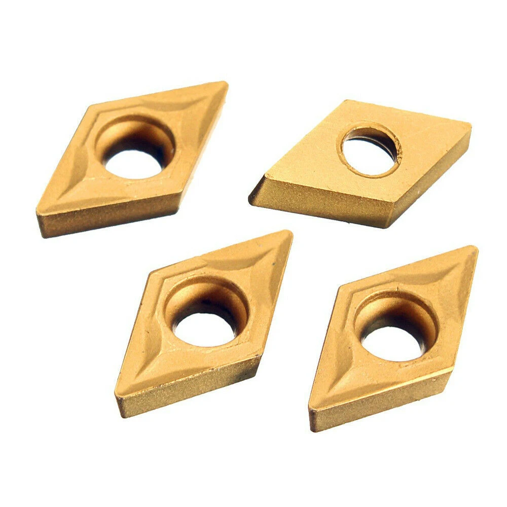 10Pcs DCMT070204 YBC251 Blades Gold Carbide Inserts CNC Lathe Cutter for Lathe Turning Tool Boring Bar