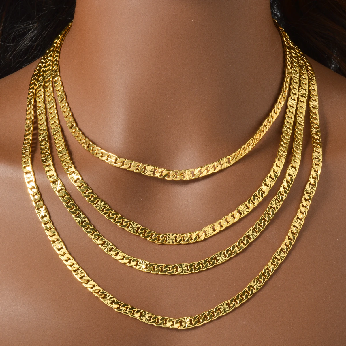 Unisex Copper Metal 18k Gold Plated Necklaces Long Colorfast Choker Chains Jewelry Necklase Woman Daily Wear Fashion Gifts
