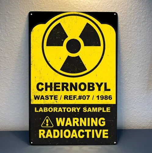 Radioactive Chernobyl Warning Symbol Metal Tin Sign Vintage Wall Decor For Garage Lab Man Cave Bar