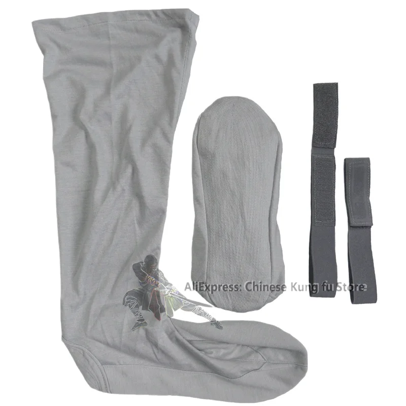 

Gray Cotton Shaolin Temple Buddhist Monk Long Kung fu Socks Martial arts Suit Tai chi Uniform Leg Guards Wraps