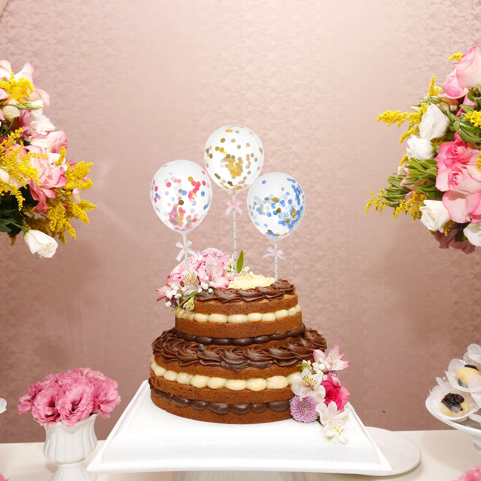 

10PCS Balloon Picks Cake Topper 5 Inch Mix Color Balloons for Party Supplies Cake Decorations Baking Accessories Festival Decor