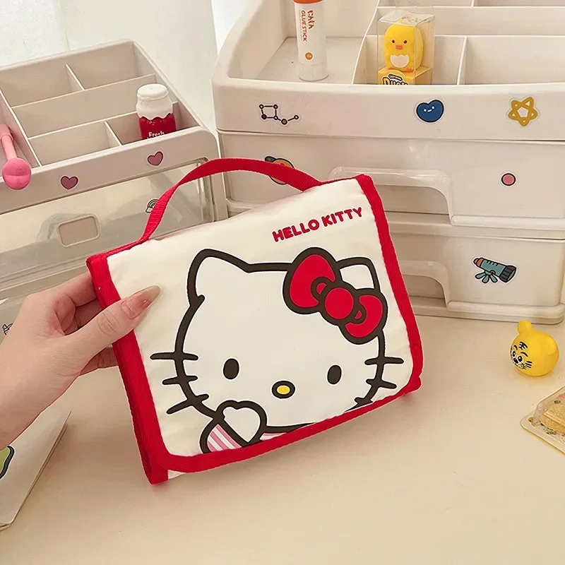 

Sanrio Hello Kitty Kuromi Large Capacity Folding Cartoon Makeup Bag Travel Versatile Cute Portable Cosmetics Brush Organizer