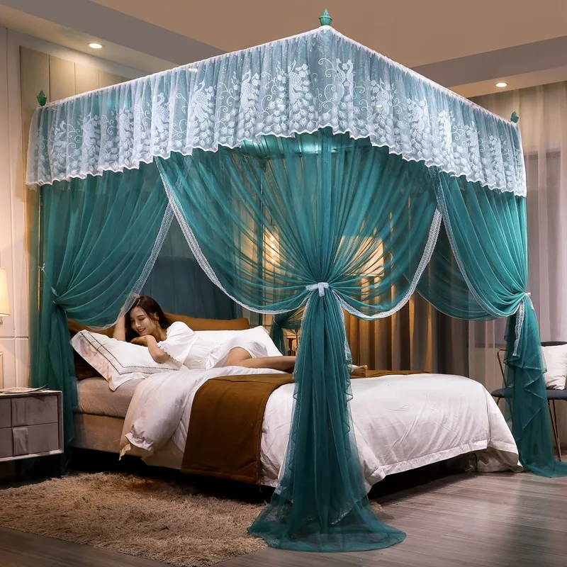 

Big Space Canopy Bed King Size Full Netting Bedding Bedroom Mosquito Net with Frame Three-door