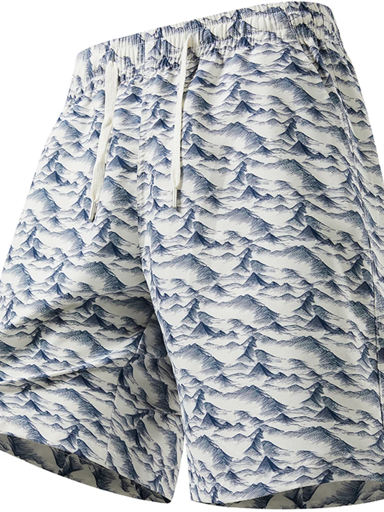 Quick Dry Summer New Men's Beach Pants Fashionable Sporty Loose Running Shorts Straight Leg Casual Pants Ethnic Style