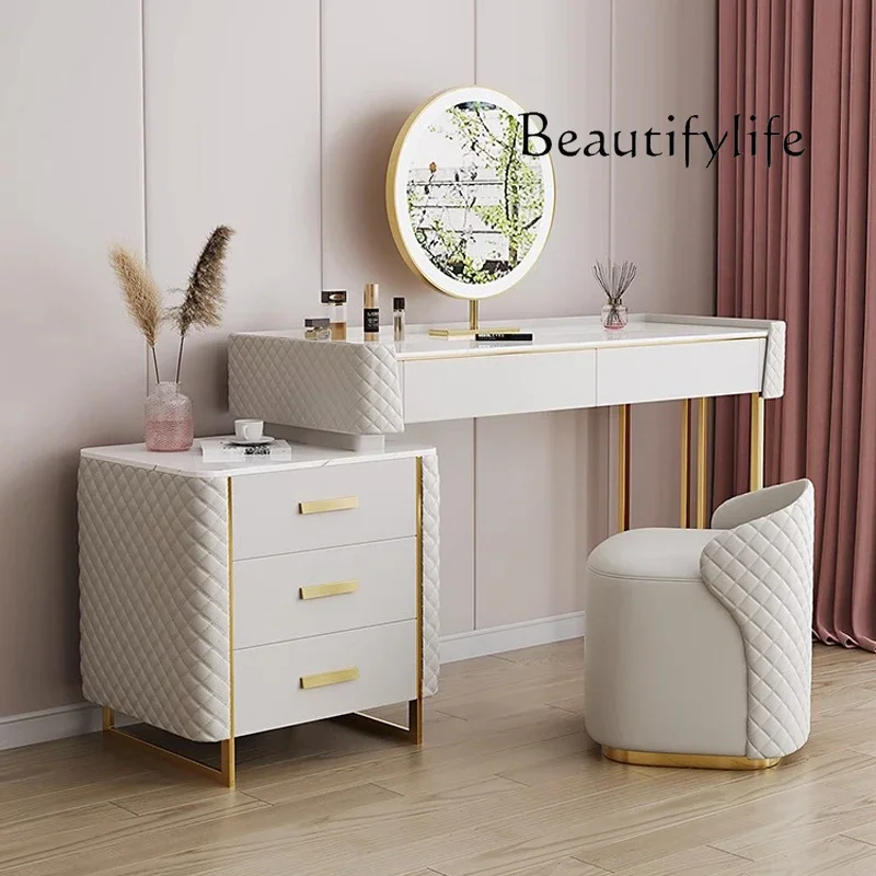 

yj32 Nordic cream wind rock slab dresser integrated modern minimalist high-end makeup table