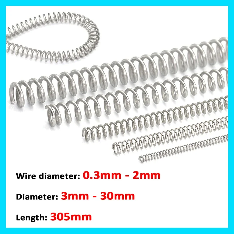 Y-shaped Compression Spring Wire Dia  0.3/0.4/0.5/0.6/0.7/0.8/1/1.2/1.5/2mm OD 3mm-30mm Length 305mm Long Pressure Spring