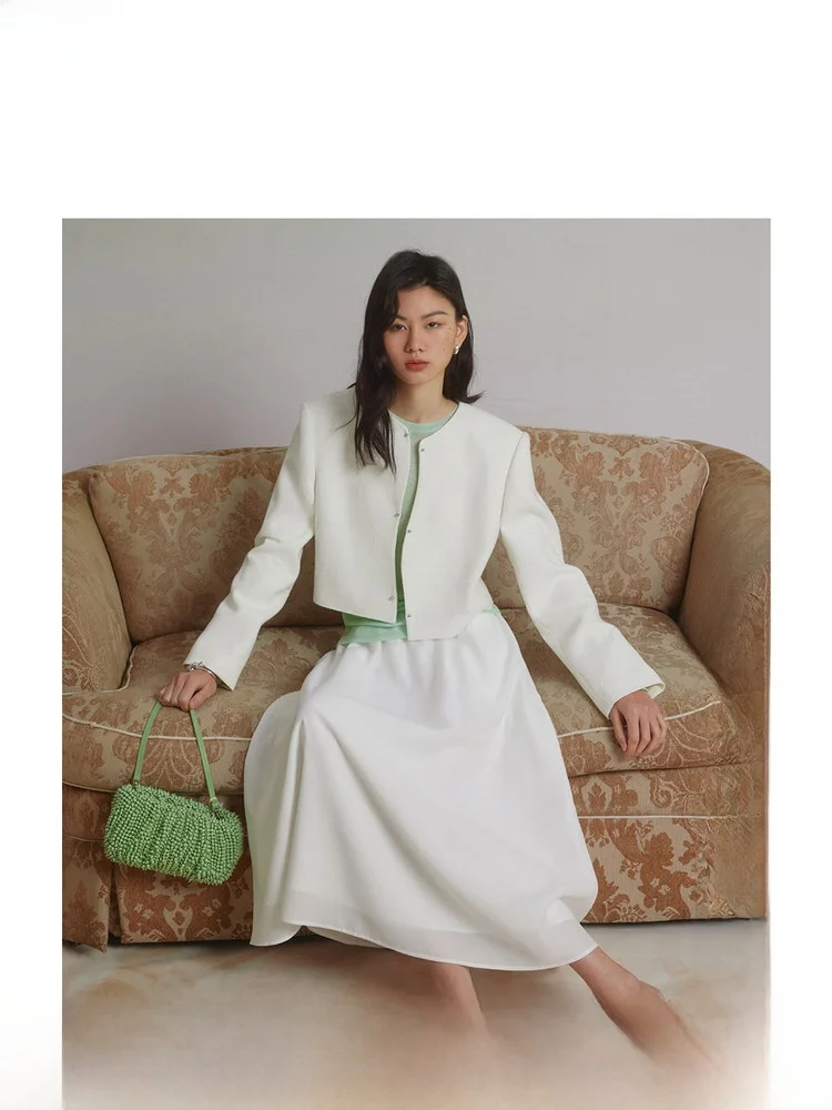 

ZhiZhi Cherry Word Song Early Spring Loose Riverfront Coat Women's Fraance Sle Outerwear Cotton Pure Color Long Sve