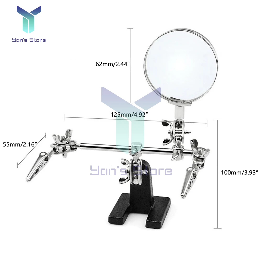 1Pcs Welding Magnifying Glass 5X Lens Auxiliary Clip Loupe Desktop Magnifier Third Hand Soldering Circuit Board Repair Tool