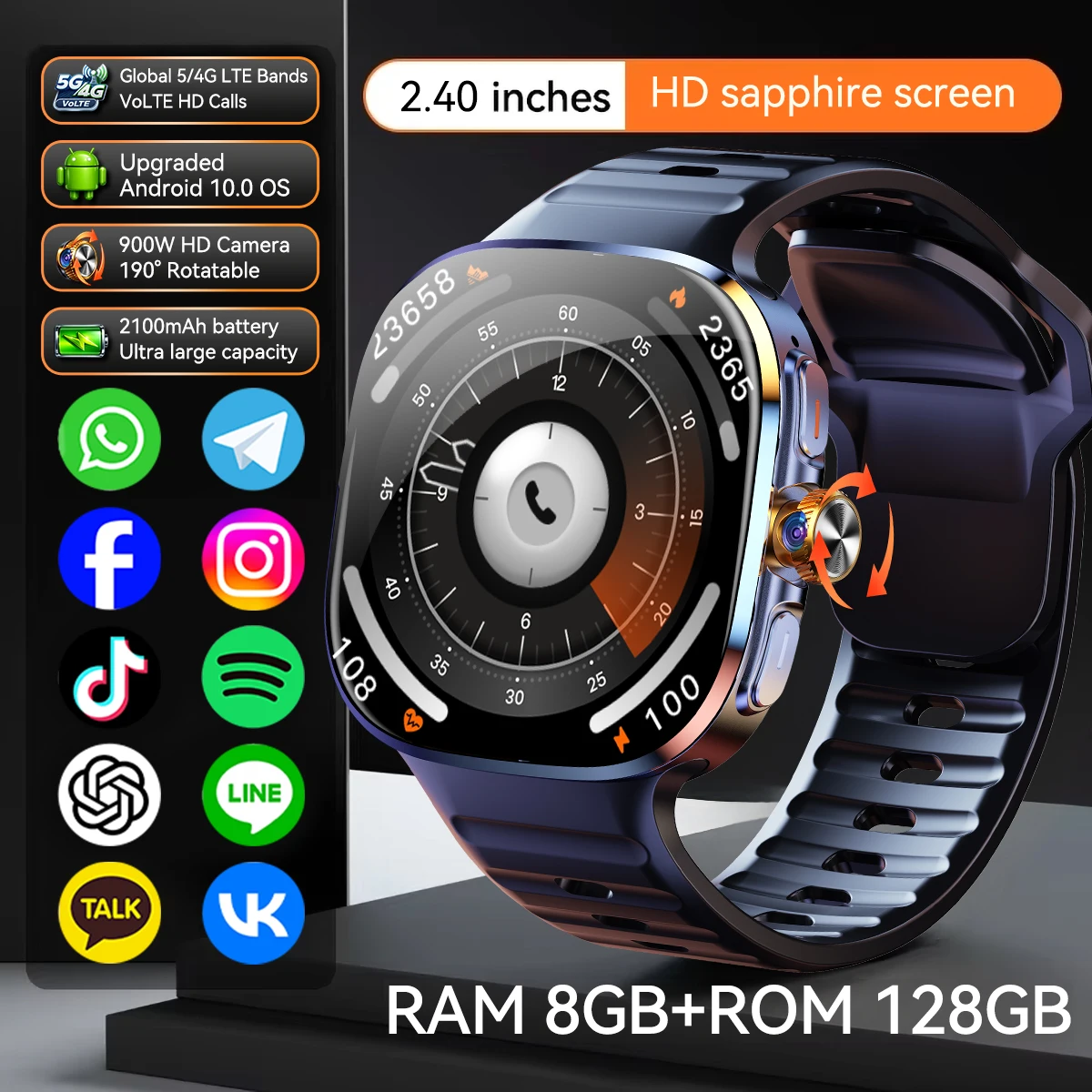 5G/4G Full Network Smart Watch with AMOLED Screen