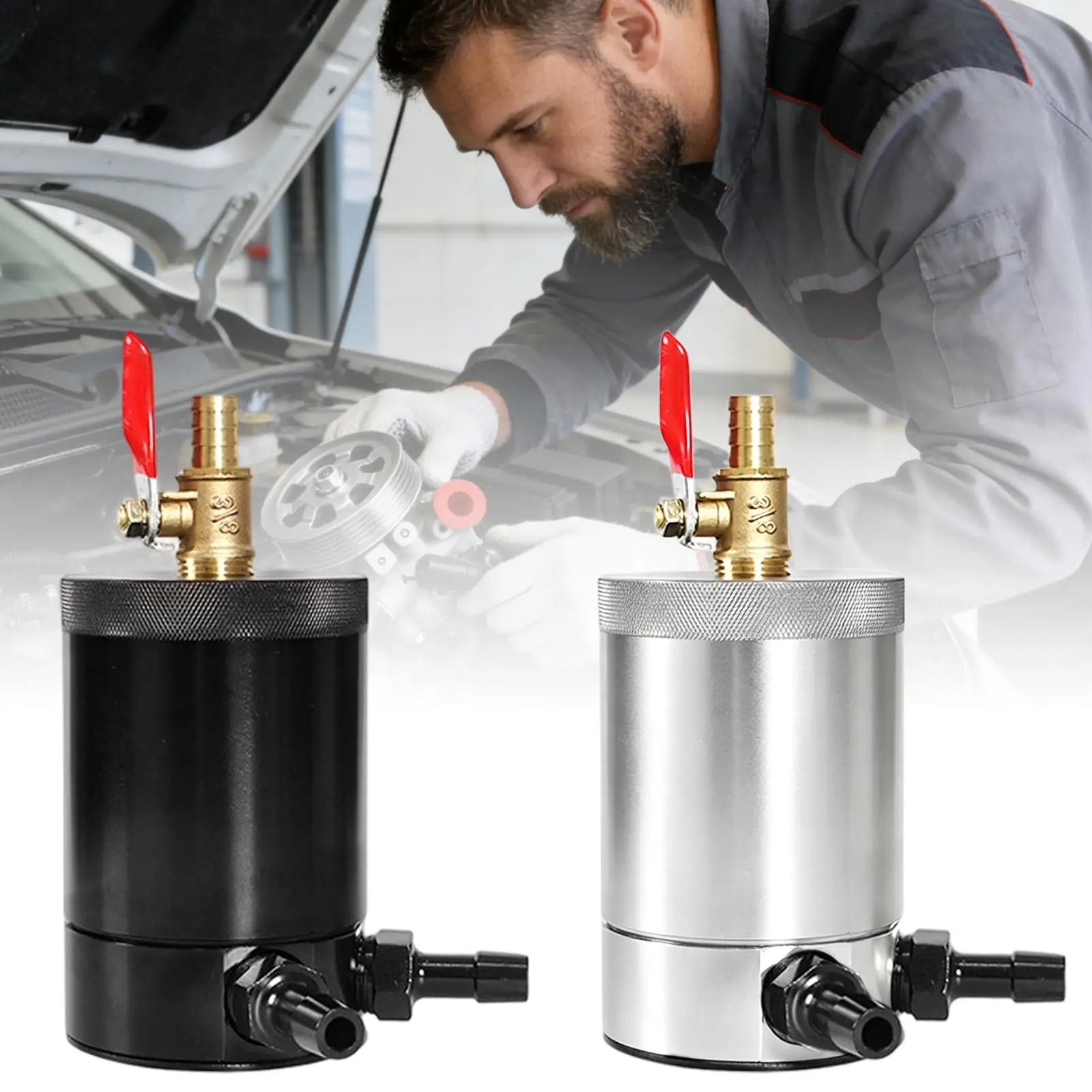 Catch Can Kit 300ml Double-port Multi-Functional Oil Separator Tank For Trailer RV Automotive Sedan Pickup Tractor Truck