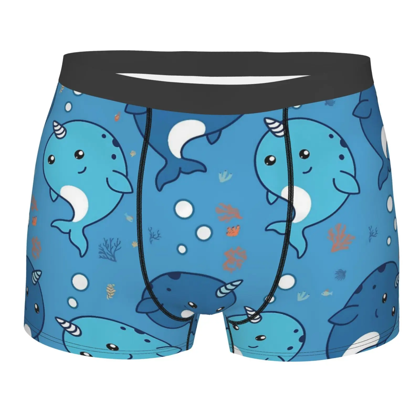 

Мужское нижнее белье с милым мультяшным принтом Нарвала, боксеры, дышащие мужские боксеры, мужские трусы, мужские трусы-боксеры, плавки