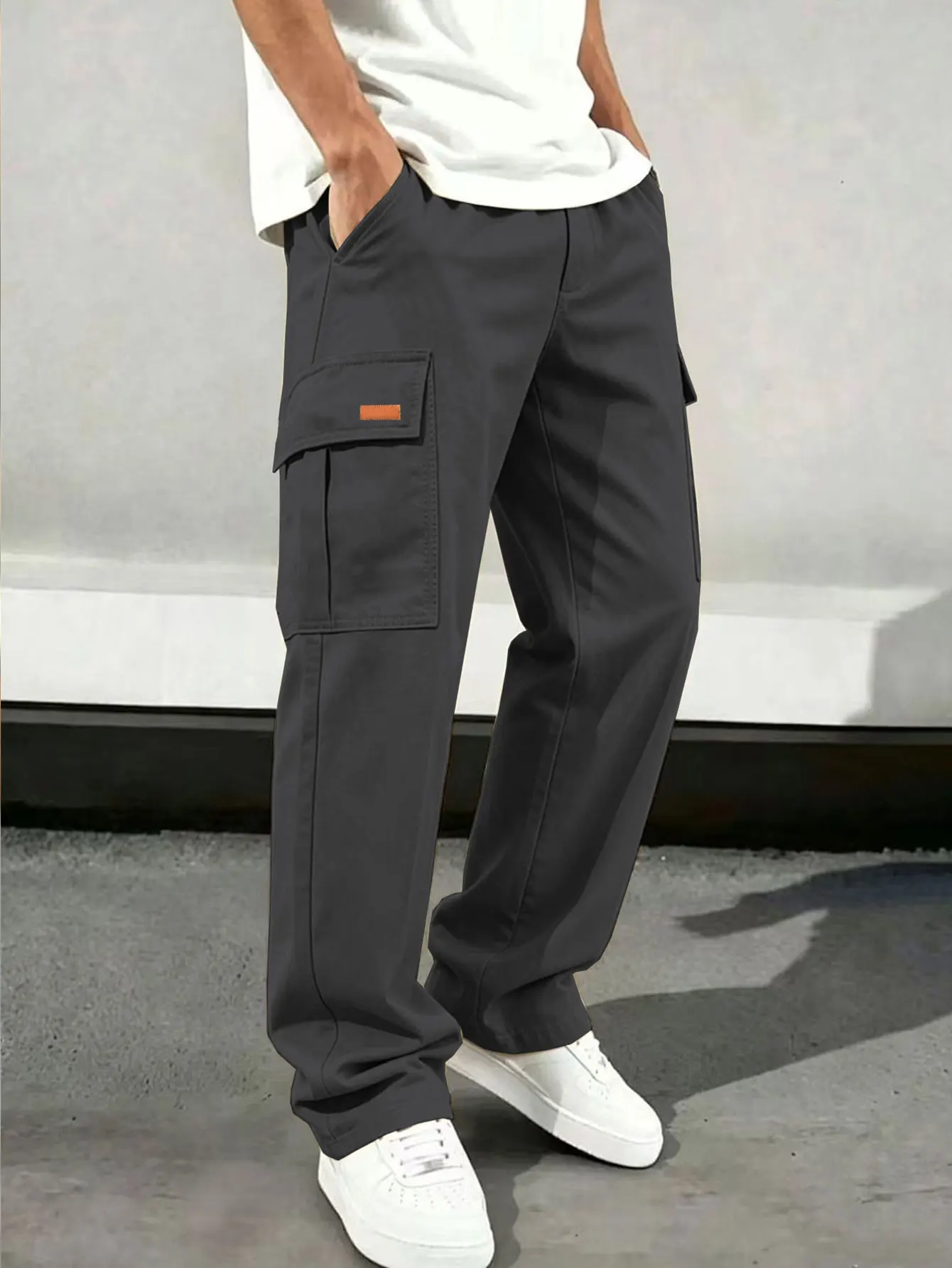 Herren Casual Gerade Geschnittene Arbeitshose Modisch Bequem Gewebter Stoff Frühling Herbst Alltagskleidung – Detail 17