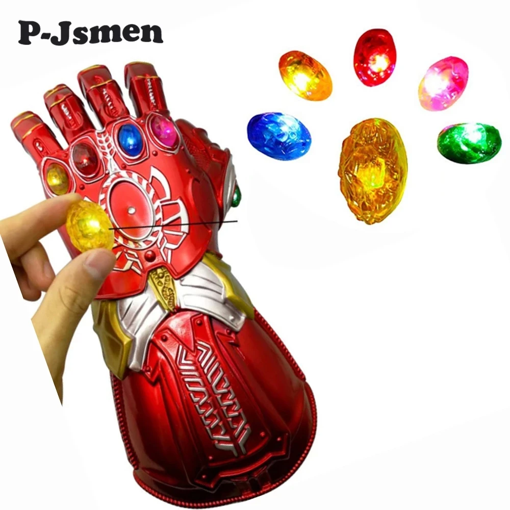 

Cafele Glove Thanos Infinity Gauntlet Cosplay Gloves Latex LED Glove Kids Adult Unisex Removable Gloves