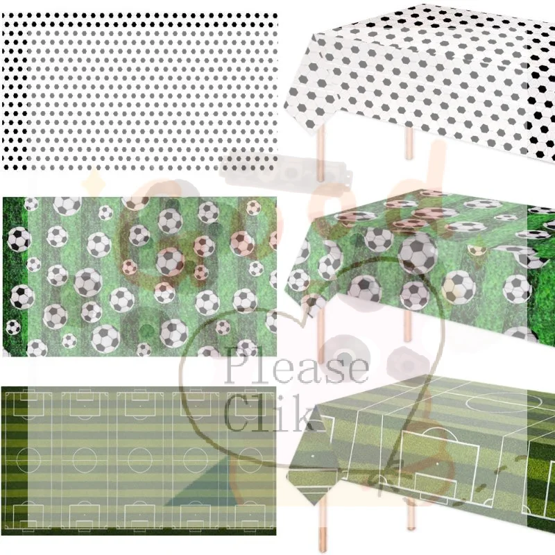 【HG】Soccer Themed Green Disposable Tablecloth Football Field Striped Tablecloth Boys' Birthday Party Single Party Outdoor Event