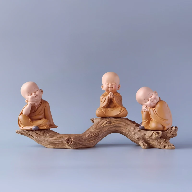 1Pc Harz Nette Kleine Mönch Mini Statue Handgemachte Skulptur Auto Innen Dekor Geschenk für Kinder Hause Desktop