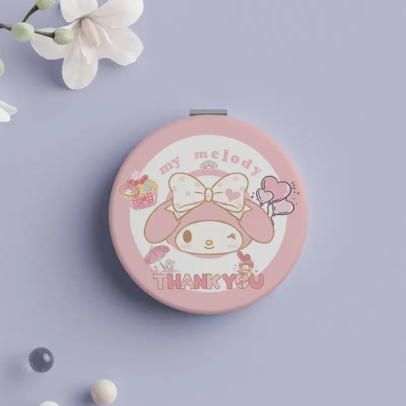 Sanrio Kawaii Bad Badtz Maru Mirror Cartoon Cute Foldable Makeup Mirror Student Ins Summer Travel Portable Flip Round Mirror