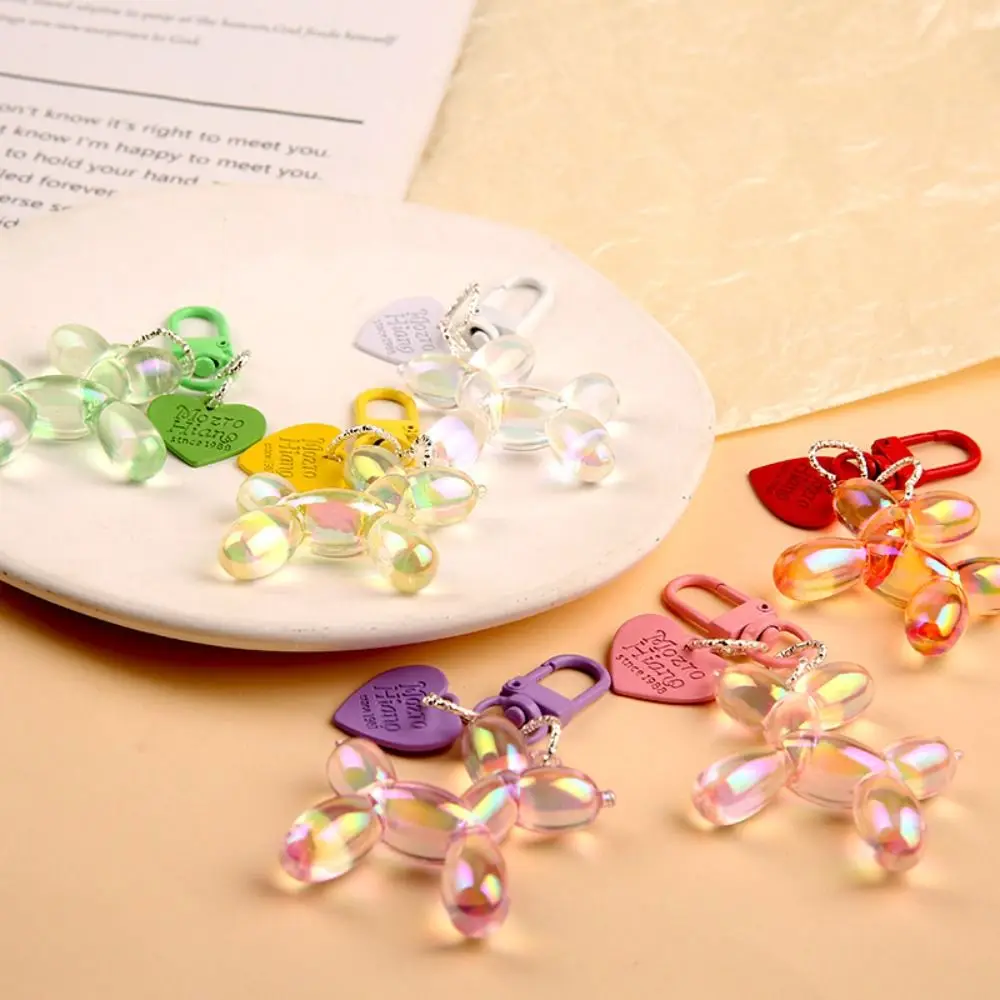 Creative Dazzling Colors Jelly Balloon Puppy Keychain Dog Acrylic Cartoon Puppy Pendant Korean Style Love Pendant Gift