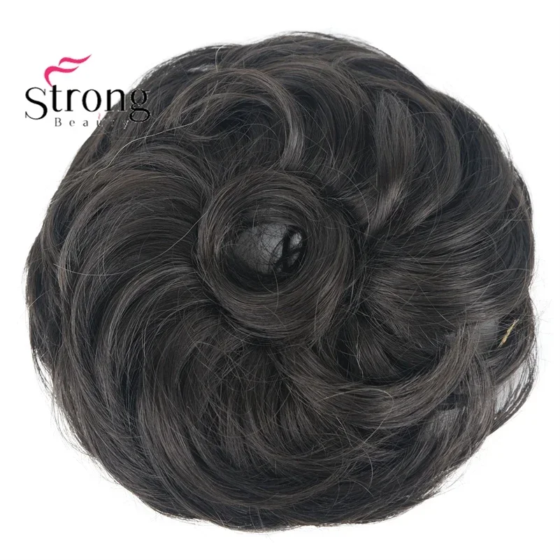Scrunchies sintético bagunçado pedaço de cabelo uso diário donut chignon scrunchies falso elástico peruca loira marrom bun para mulher