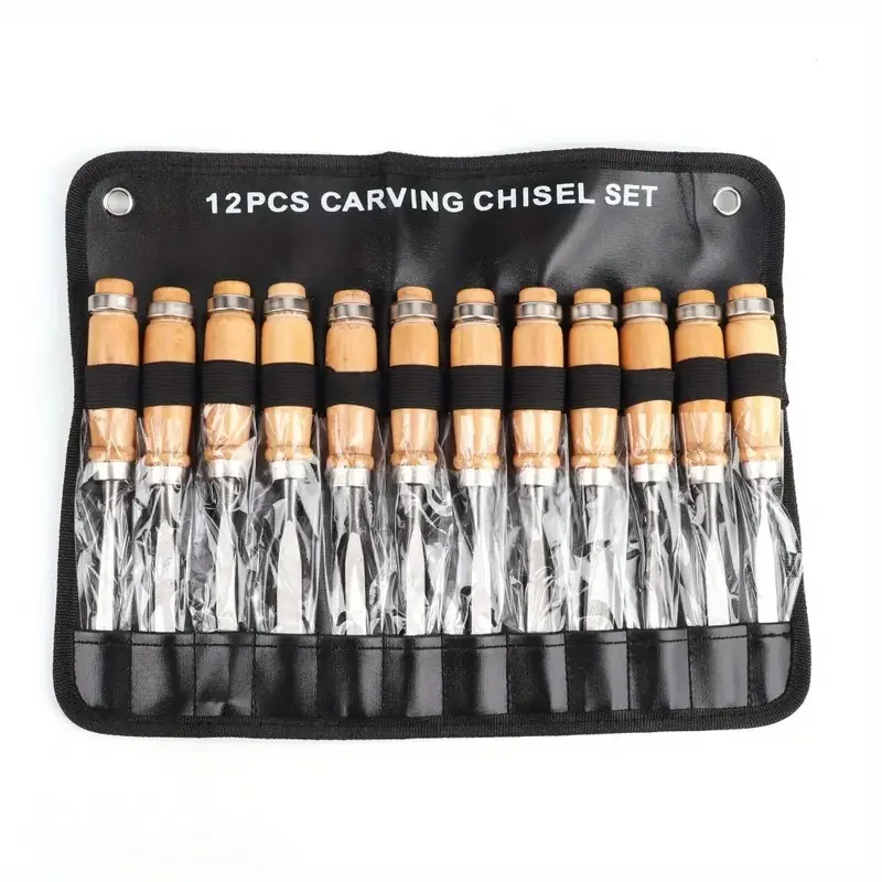 Wood Carving Chisels, Set of 12 High Manganese Steel Wood Carving Chisels, Polished Finish, Fine Woodworking and Carving Tools image 5