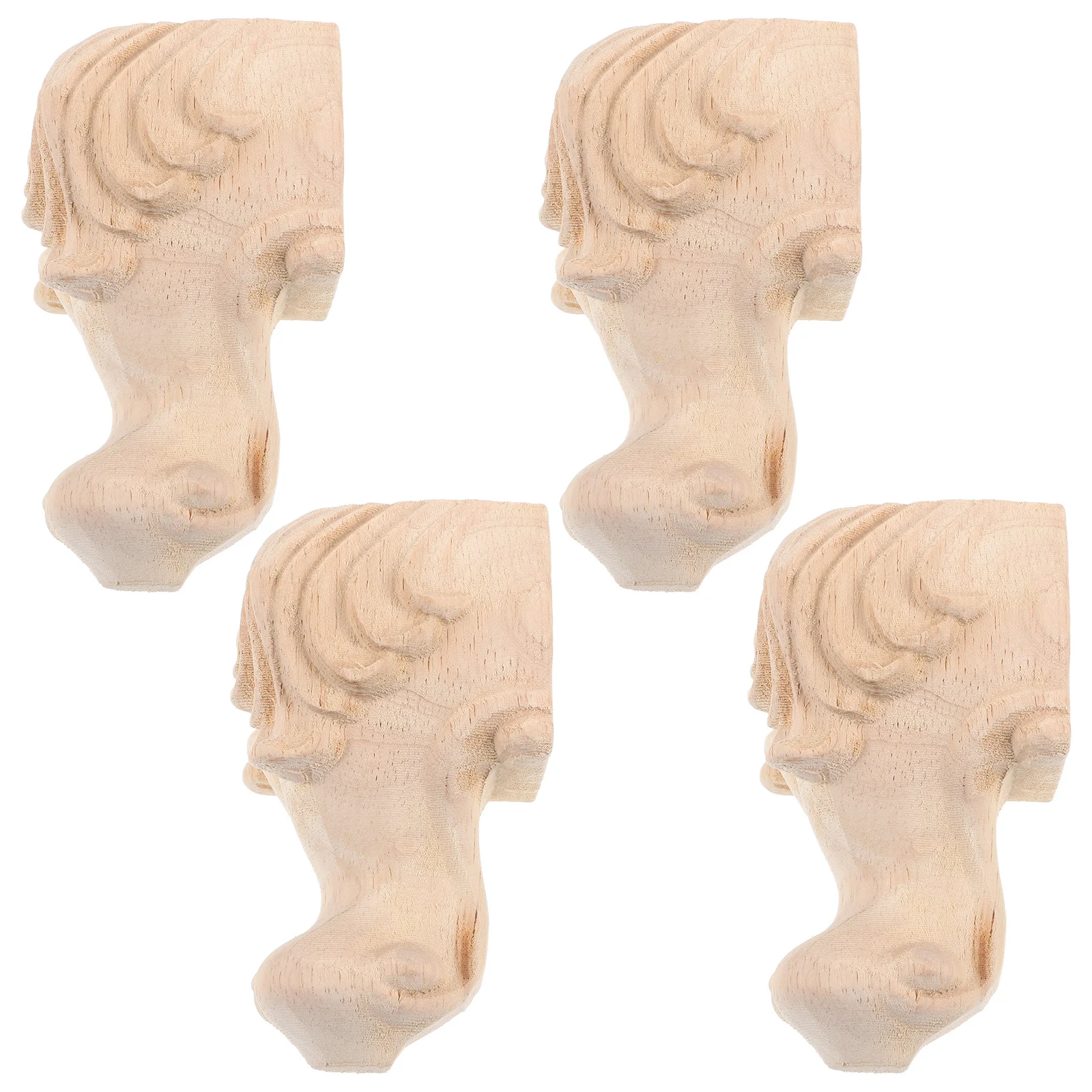 4Pcs Wooden Furniture Legs Vintage Embossed Decorative Feet Sofa Table Cabinet Durable Furniture Feet Couch Legs