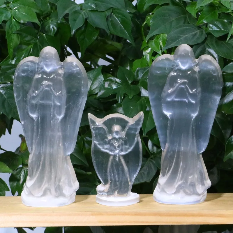 

1pc Natural Crystal Gypsum Guardian Angel Figurine Healing Stone Gem Craft Home Decor Ornaments,Halloween Room Valentine's Day